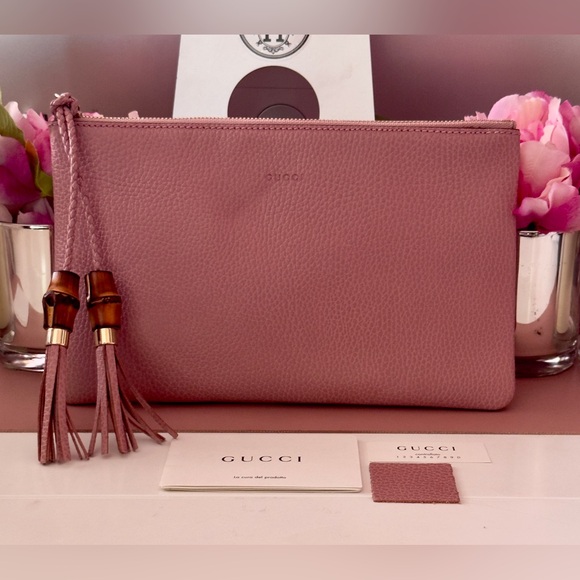 Pink Gucci Bamboo Leather Pouch/ Clutch - Picture 9 of 9